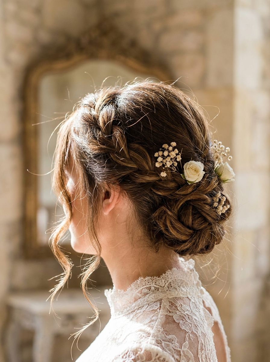 Soft Undone Braided Updo - Flechtfrisuren Hochzeit